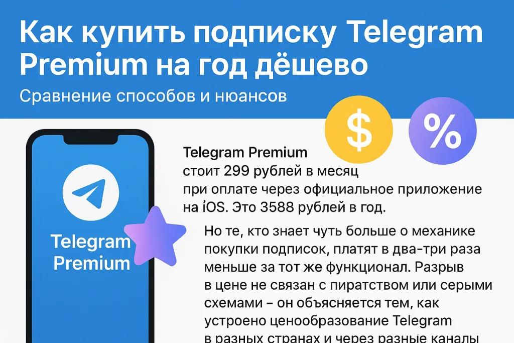Как купить подписку Telegram Premium на год дёшево: сравнение способов и нюансов