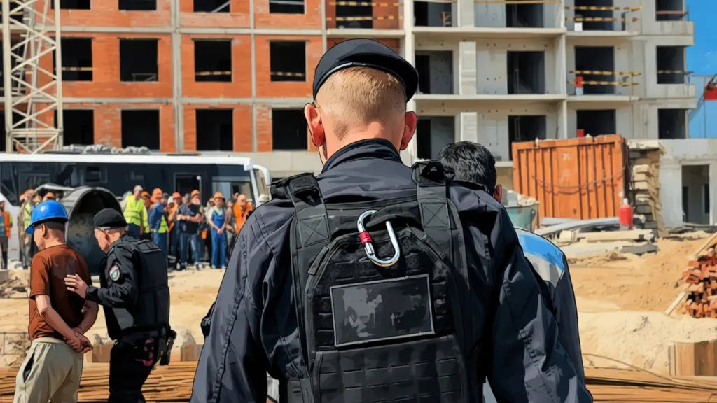 Рейд на стройке в Невском районе. Девять нелегалов поймали с поличным
